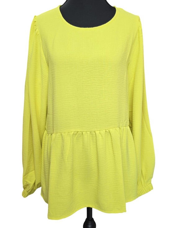 Ott Tops - Ott (over the top) boutique brand, Babydoll Peplum Long Sleeve Blouse Size Small